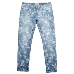 Dear John Women's Floral Snow Wash Cropped Ankle‎ Skinny Jeans Size 26